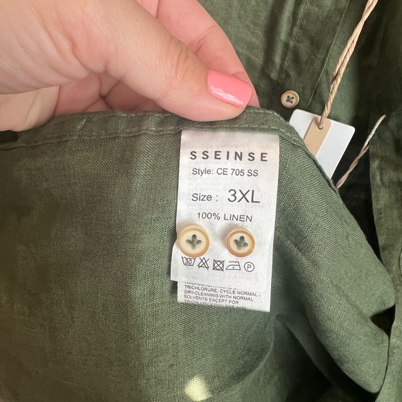🫒 NWT Linen shirt 3 XL SSeinse - Picture 7 of 9